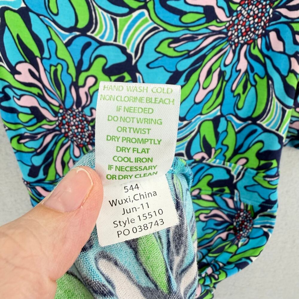 Lilly Pulitzer Blanca Teal Green Rehearsal Print Mermaidcore Floral Preppy Dress - Picture 13 of 13